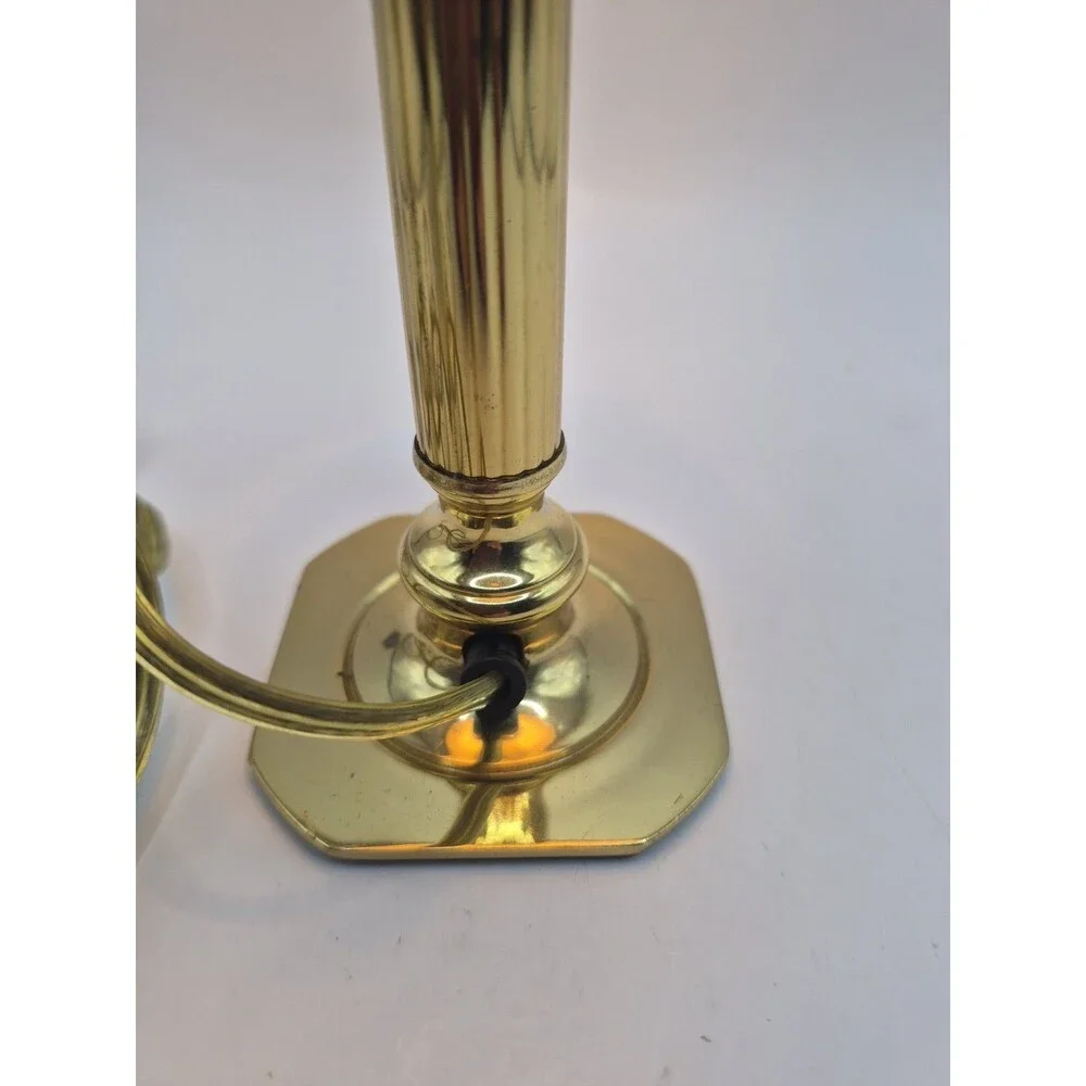 Vintage Small Brass Candlestick Lamp w/  Lamp Shade 13